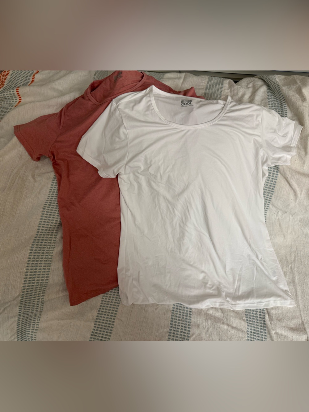 Set of two Scoop Neck Tee - White and peach/Dusty Rose